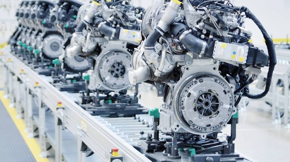 New,Manufactured,Car,Engines,On,Automated,Production,Assembly,Line,In